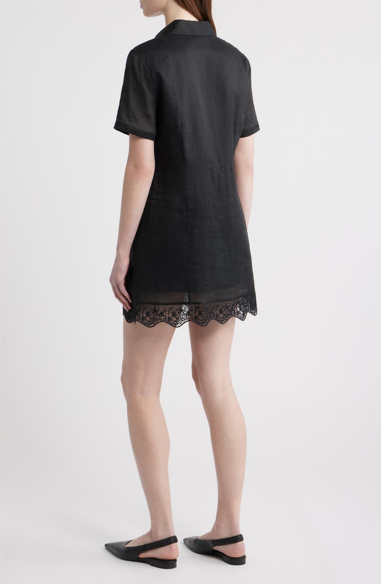 FRAME The Embroidered Seaside Ramie Button-Up Minidress, Alternate, color, Black