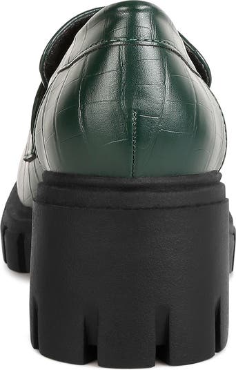 Benz Croc Embossed Loafer Pump