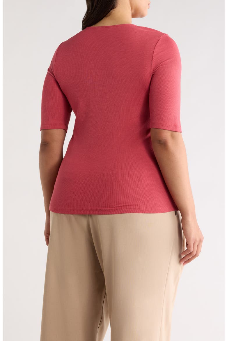 Double Layer V-Neck Top, Alternate, color, GARNET ROSE