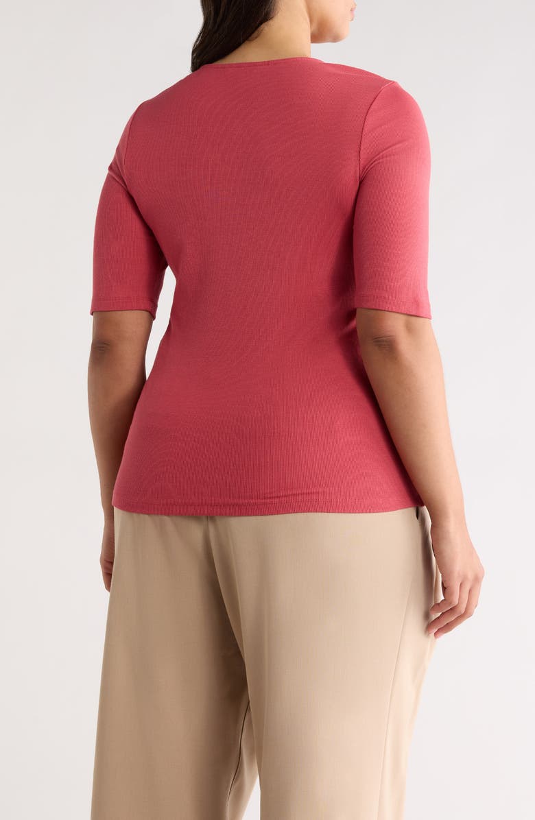 Liverpool Los Angeles Double Layer V-Neck Top, Alternate, color, Garnet Rose