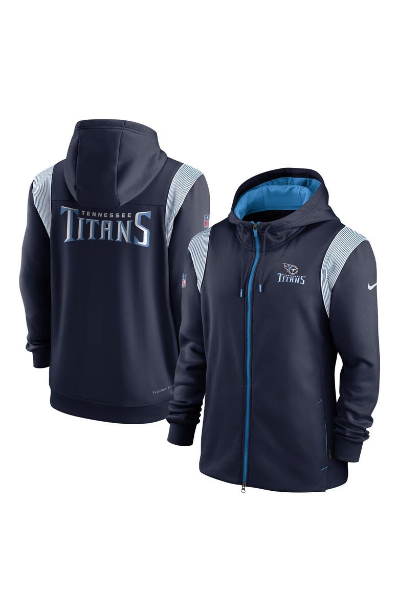 Nike Men's Nike Navy Tennessee Titans Performance Sideline Lockup Full-Zip Hoodie, Main, color, 