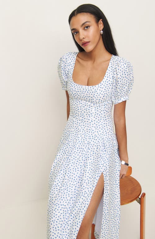 Reformation Coucou Puff Sleeve Linen Midi Dress