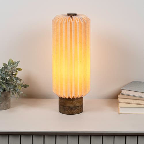 Jonathan Y Banks Modern Minimalist Paper Pleated Column Accent Led Table Lamp In Brown