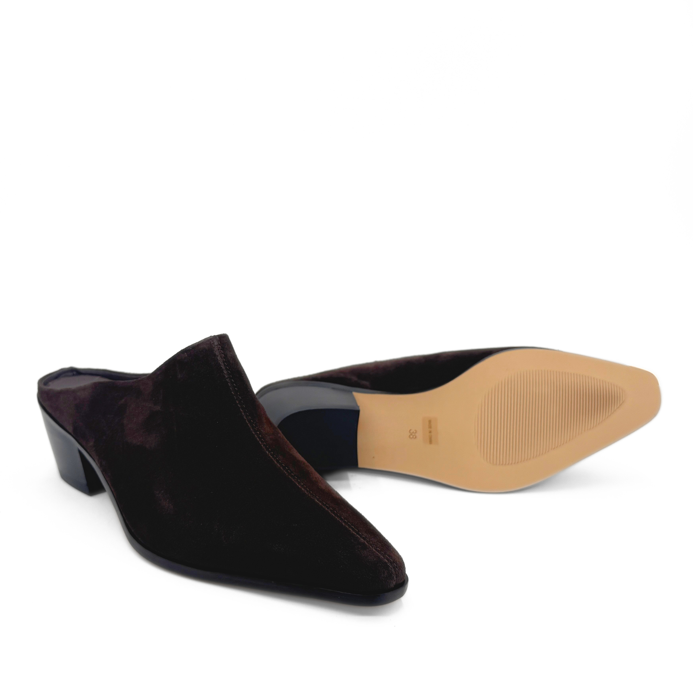 Carla Western Leather Mules, Alternate, color, Brown Suede
