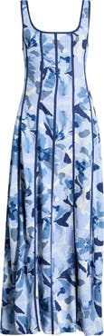 Halogen® Floral Pipe Detail Maxi Dress