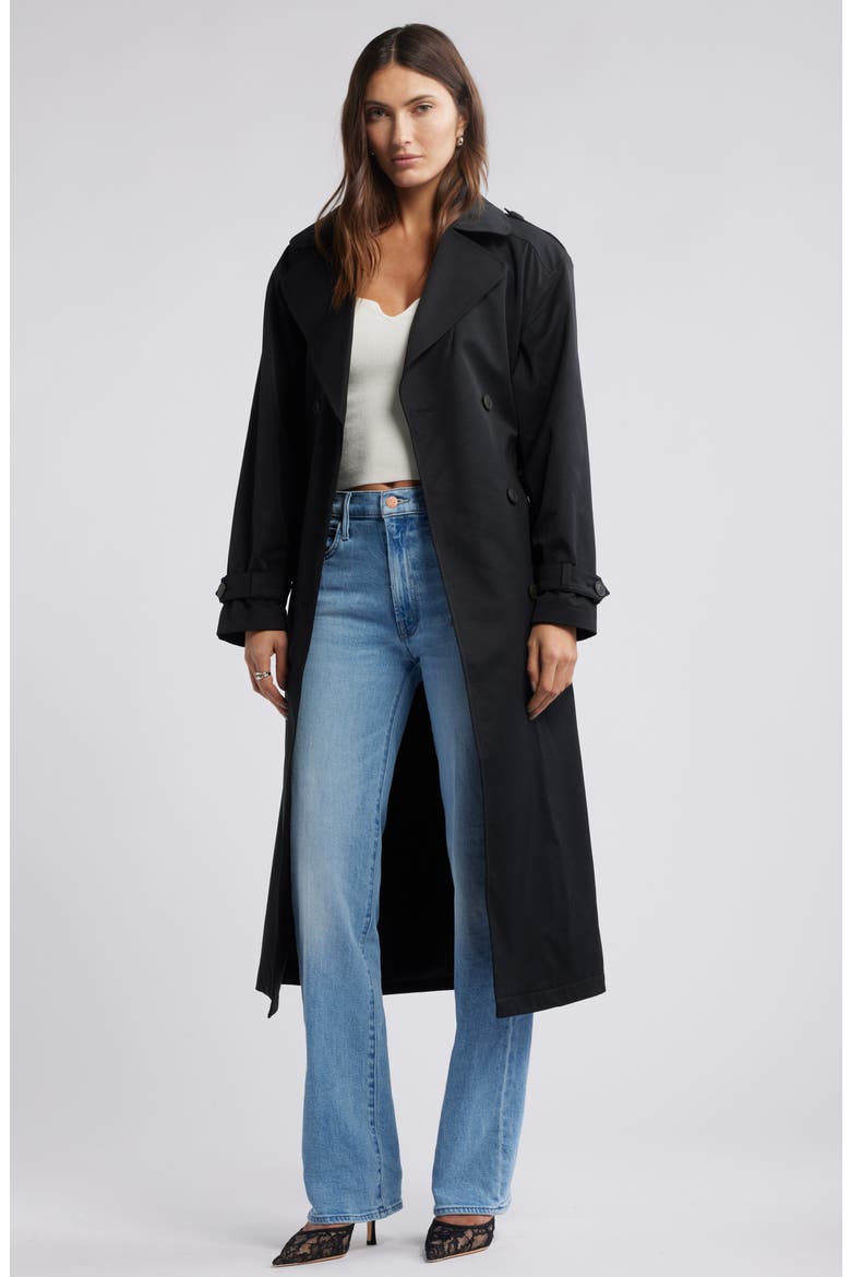 Belted Trench Coat, Main, color, BLACK