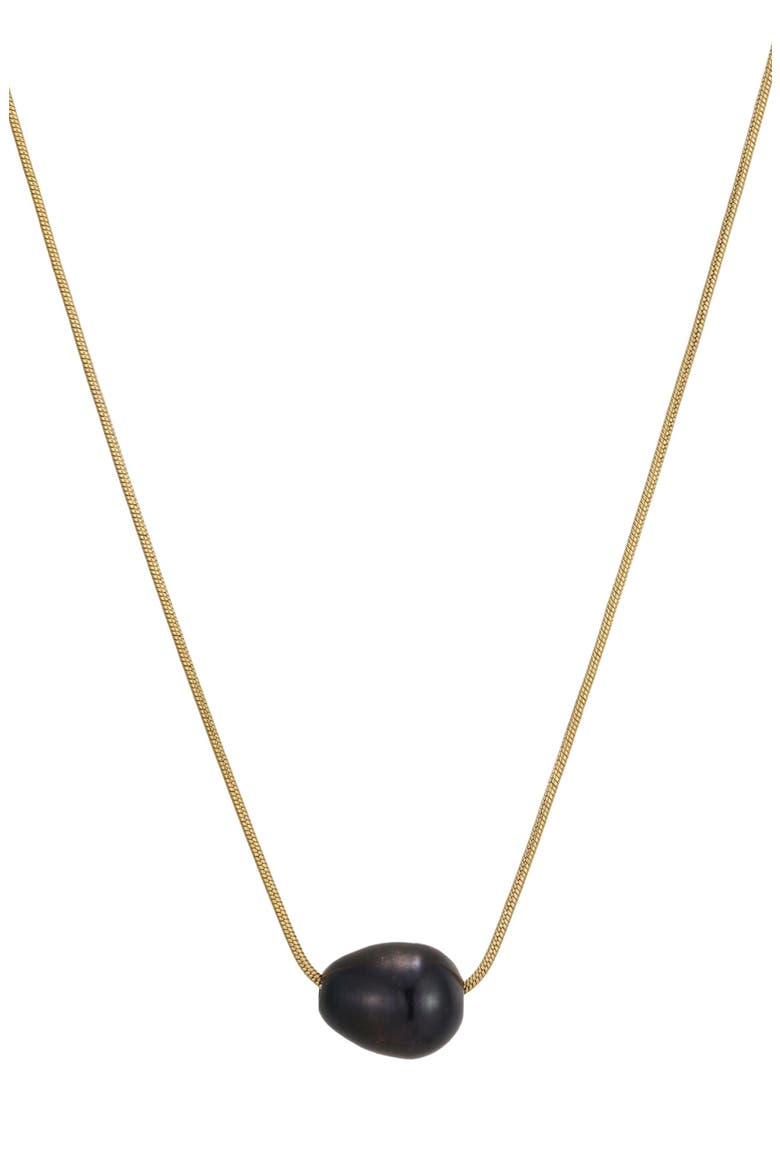18k Gold Plate Freshwater Pearl Pendant Necklace, Main, color, GOLD/ BLACK