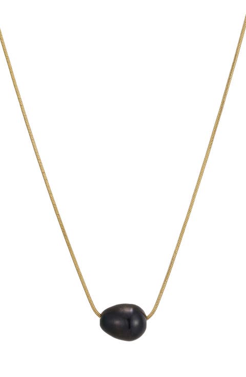 18k Gold Plate Imitation Pearl Pendant Necklace