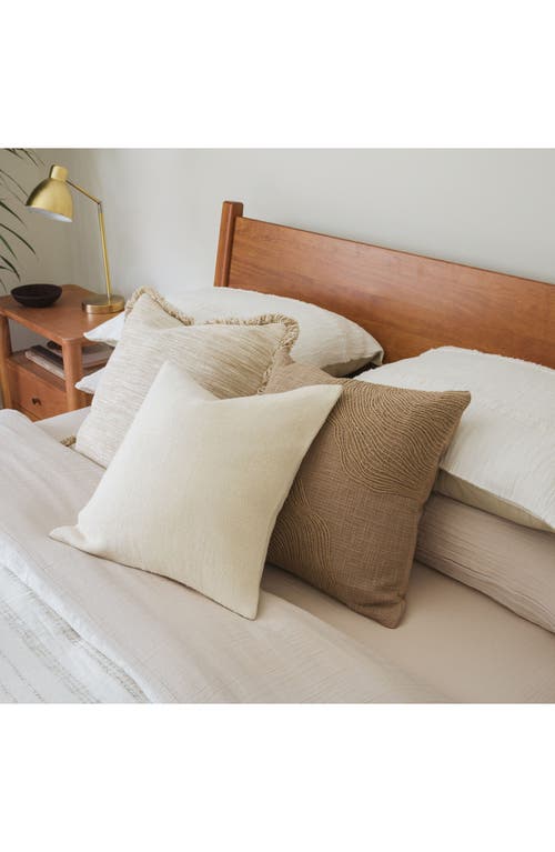 Crane Air Layered Loom Fringe Accent Pillow In Sand