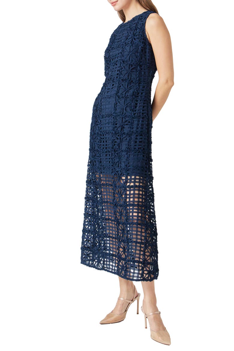 Textured Sleeveless Maxi Dress, Alternate, color, NAVY