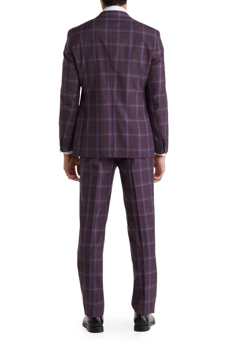 English Laundry Trim Fit Check Wool Blend Suit, Alternate, color, Purple