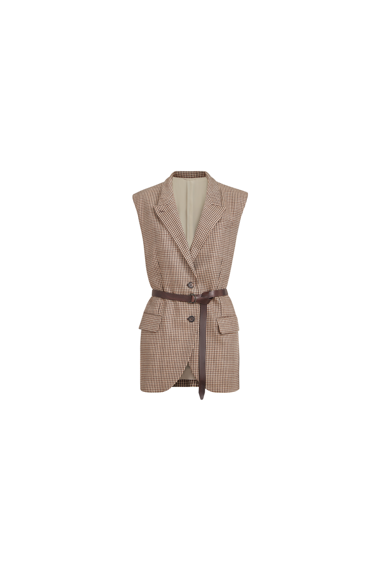 Sparkling houndstooth vest, Alternate, color, Brown