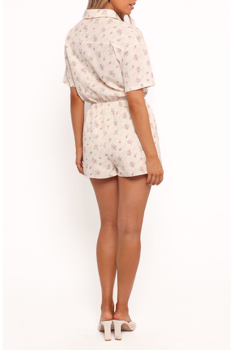 Calypso Short Sleeve Romper, Alternate, color, CREAM PINK FLORAL