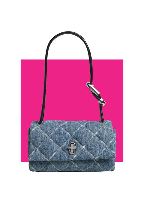 The Mini Dual Diamond Quilted Denim Shoulder Bag