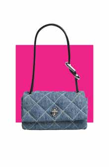 The Mini Dual Diamond Quilted Denim Shoulder Bag