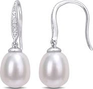 DELMAR Cultured Freshwater Pearl & Diamond Drop Earrings - 0.02ct.