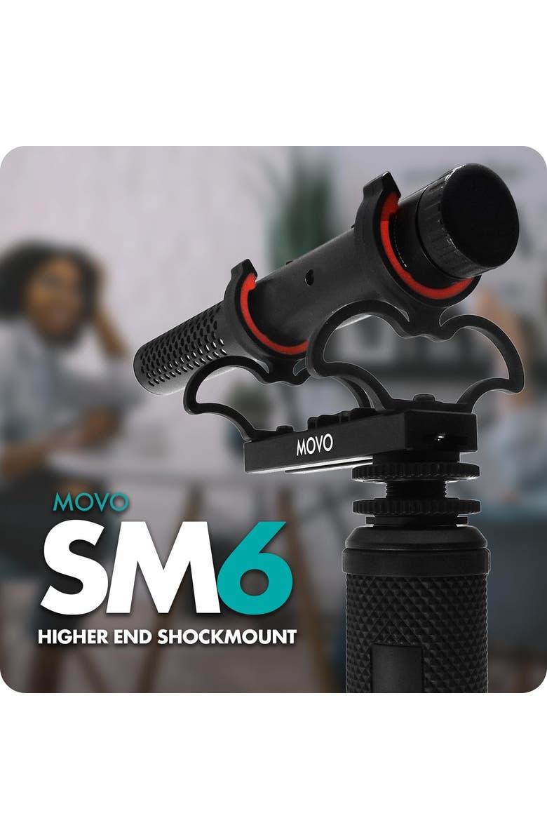 MOVO SM6 Ultraflex Premium Shockmount for Shotgun Microphones, Alternate, color, Black