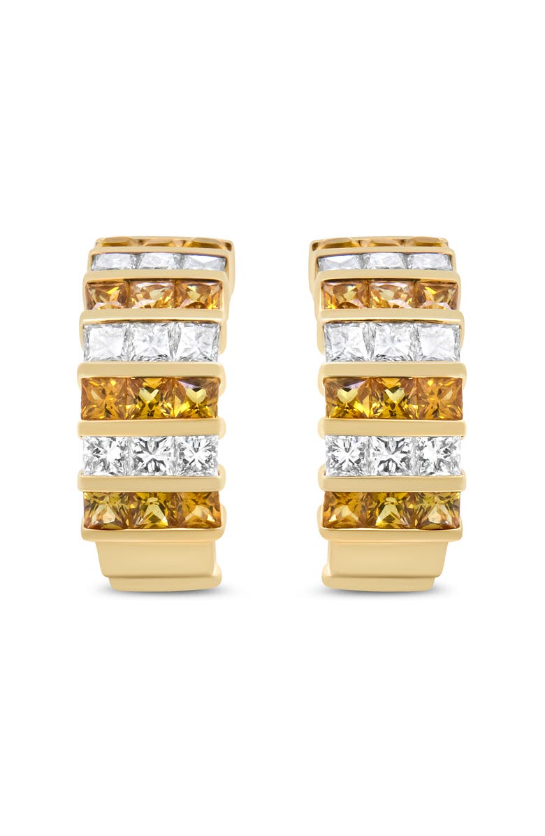 Haus of Brilliance 18K Yellow Gold 1 3/4 Cttw Diamond & Yellow Sapphire Huggie Hoop Earrings, Alternate, color, Yellow