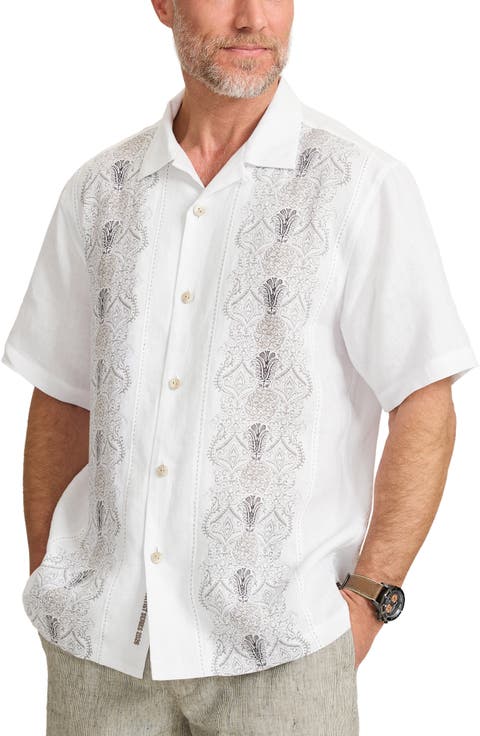 Noble Pineapple Vines Artist Linen Button-Up Shirt