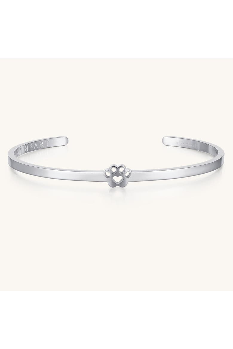 Pawprint Cuff - I Have Pawprints On My Heart bracelet, Main, color, Silver
