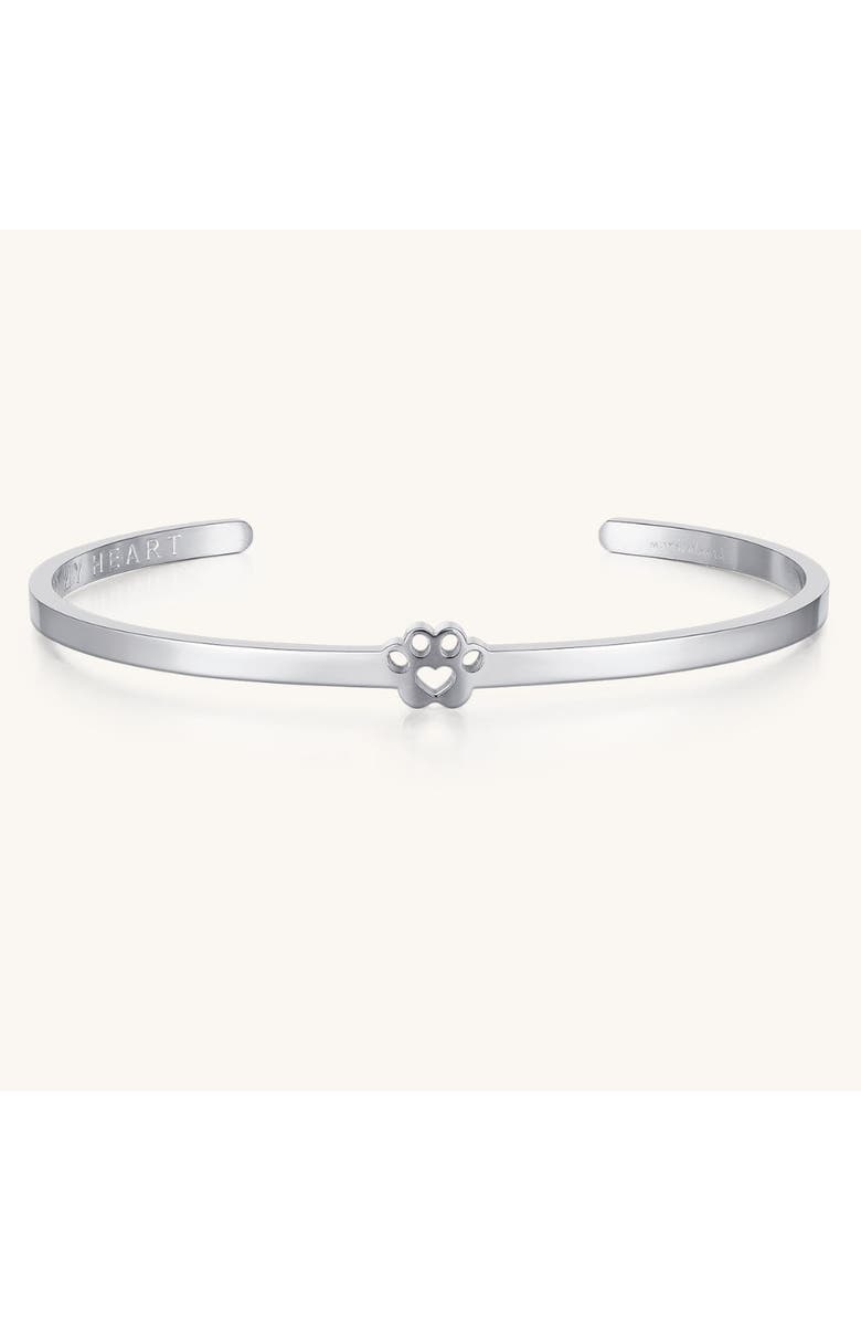 Mantra Pawprint Cuff - I Have Pawprints On My Heart bracelet, Main, color, Silver
