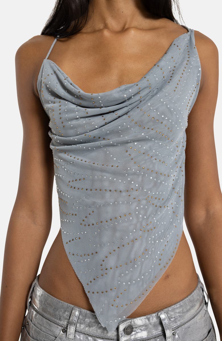 JADED LONDON Rhinestone Cowl Neck Open Back Top, Alternate, color, Grey