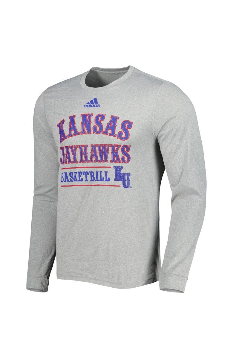 adidas Men's adidas Heather Gray Kansas Jayhawks Alternate Uniform AEROREADY Long Sleeve T-Shirt, Alternate, color, 