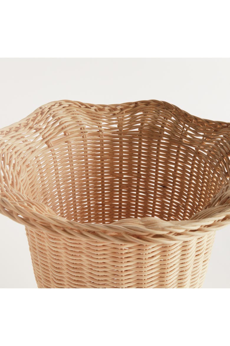 Myra Rattan Scalloped Edge Footed Urn - Natural Rattan Decor, Alternate, color, Brown