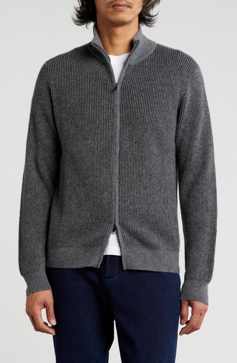 Rib Cashmere Zip Jacket