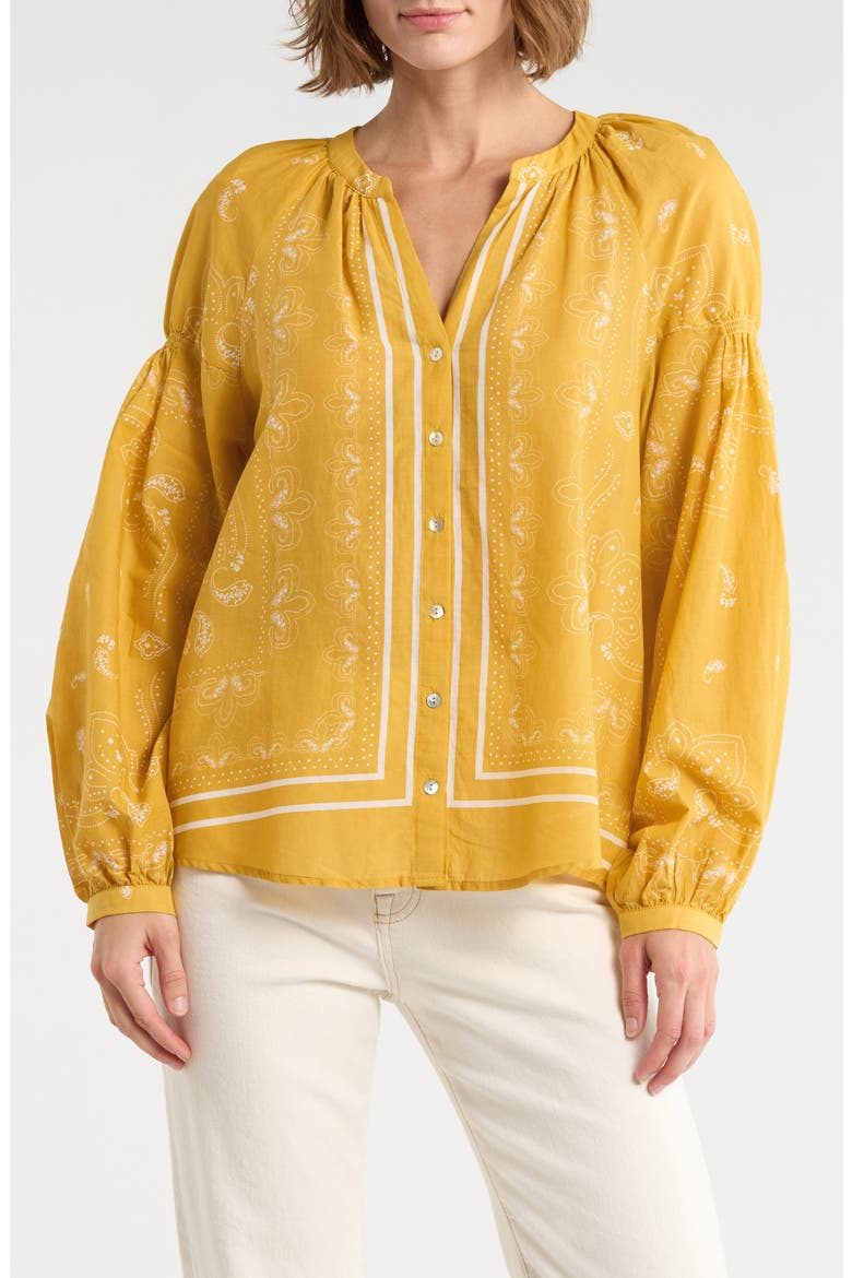Long Sleeve Cotton Top, Main, color, R392 YELLOW
