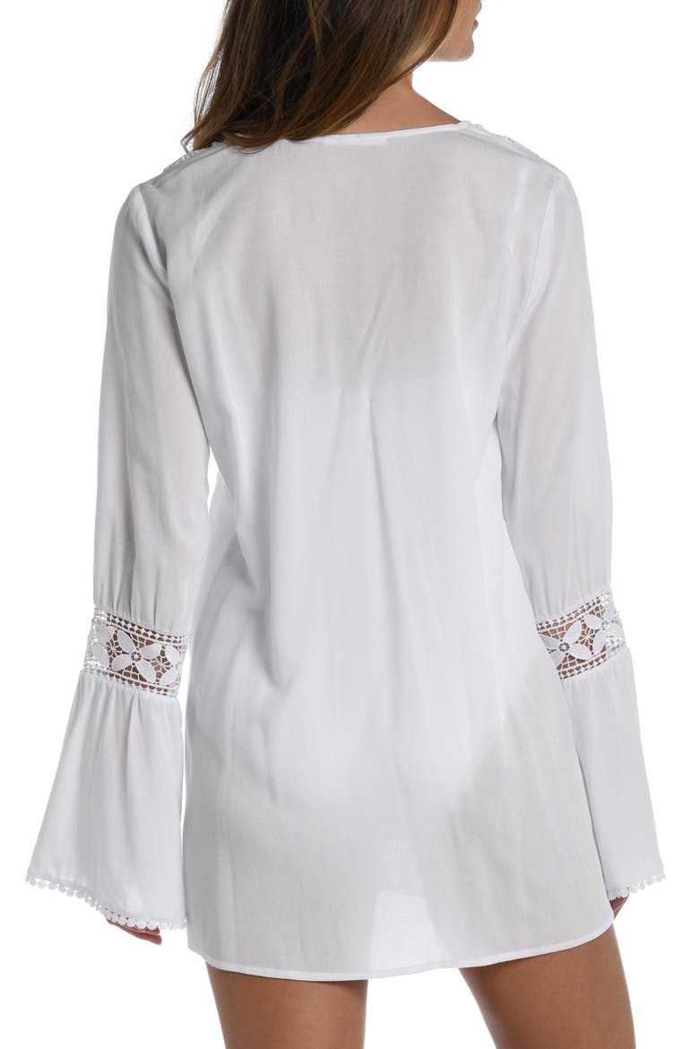 Coastal Long Sleeve Cover-Up Tunic Dress, Alternate, color, WHITE