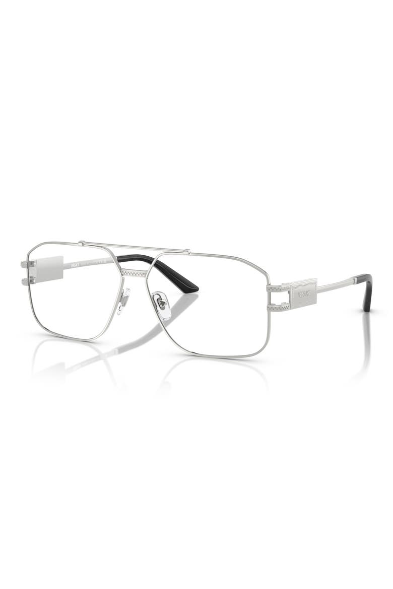 57mm Irregular Square Optical Glasses, Alternate, color, SILVER