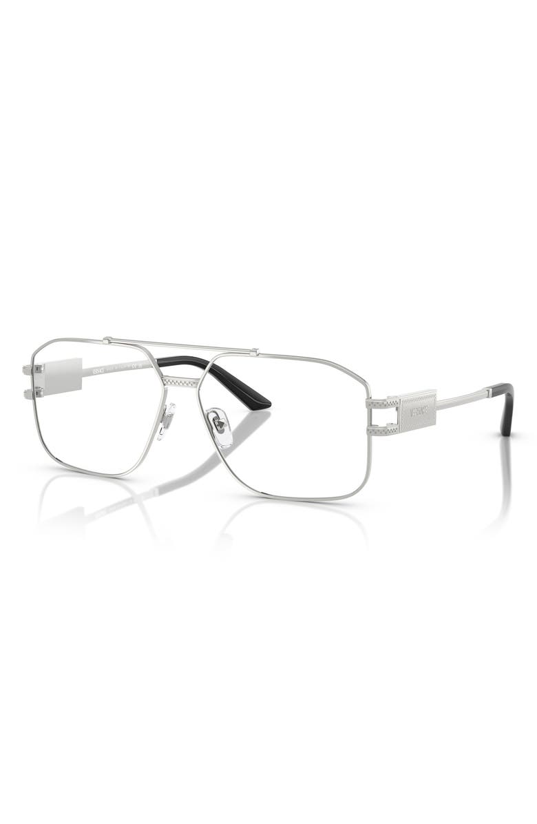 Versace 57mm Irregular Square Optical Glasses, Alternate, color, Silver