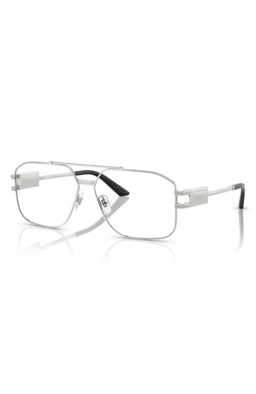 Versace 57mm Irregular Square Optical Glasses In Silver