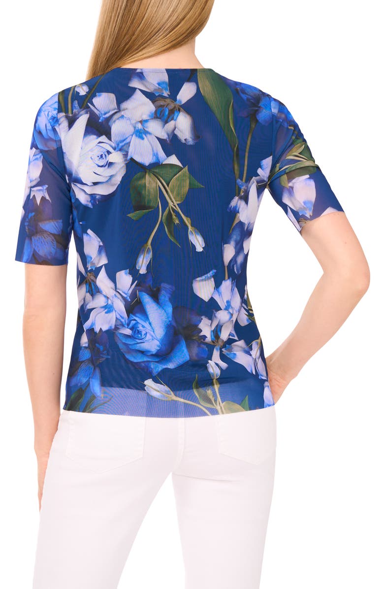 Ted Baker Floral Mesh Top, Alternate, color, Classic Navy