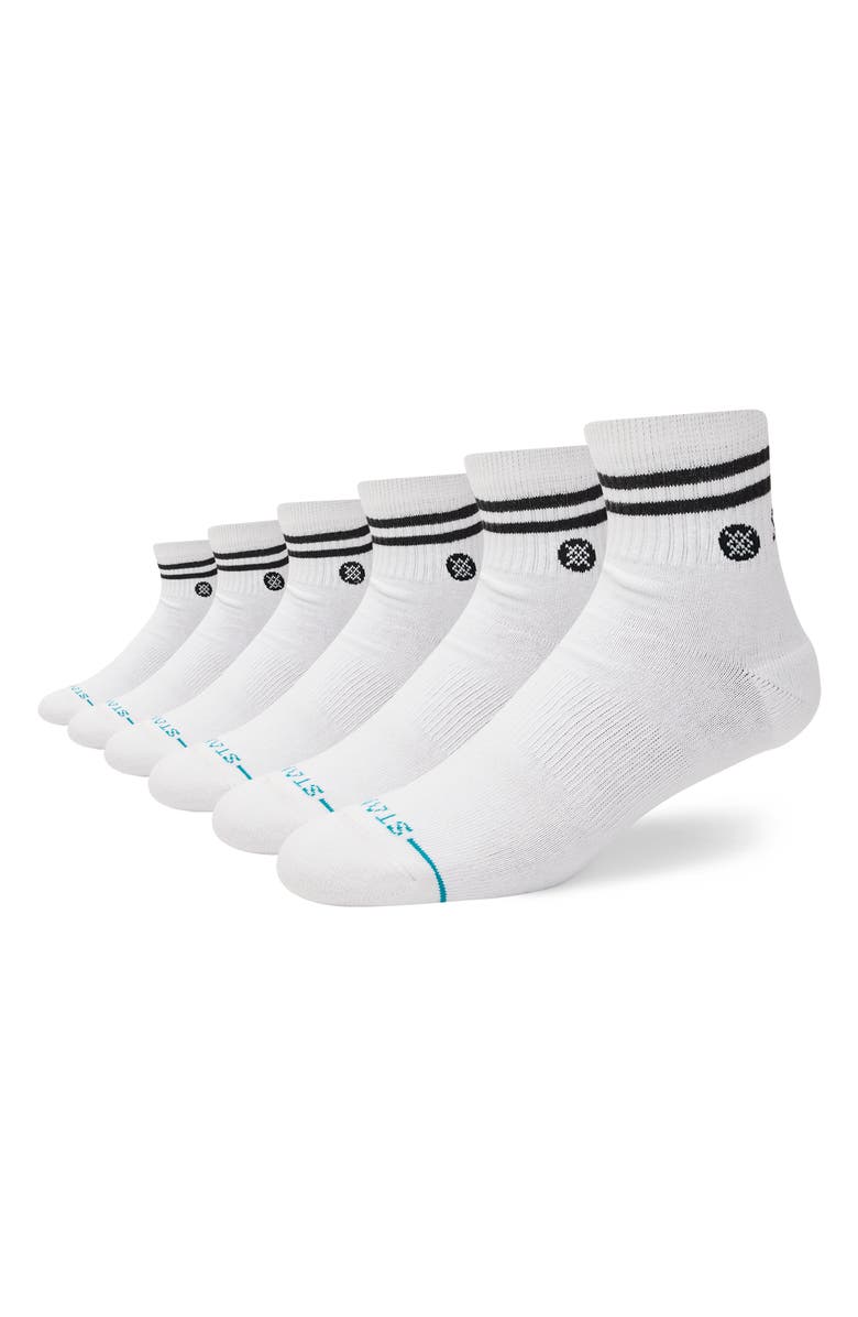 Stance Core 6-Pack Quarter Length Socks, Main, color, White