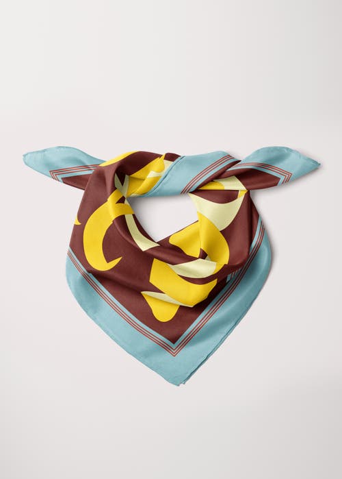 Alas Large Designer Printed Silk Scarf In Brown