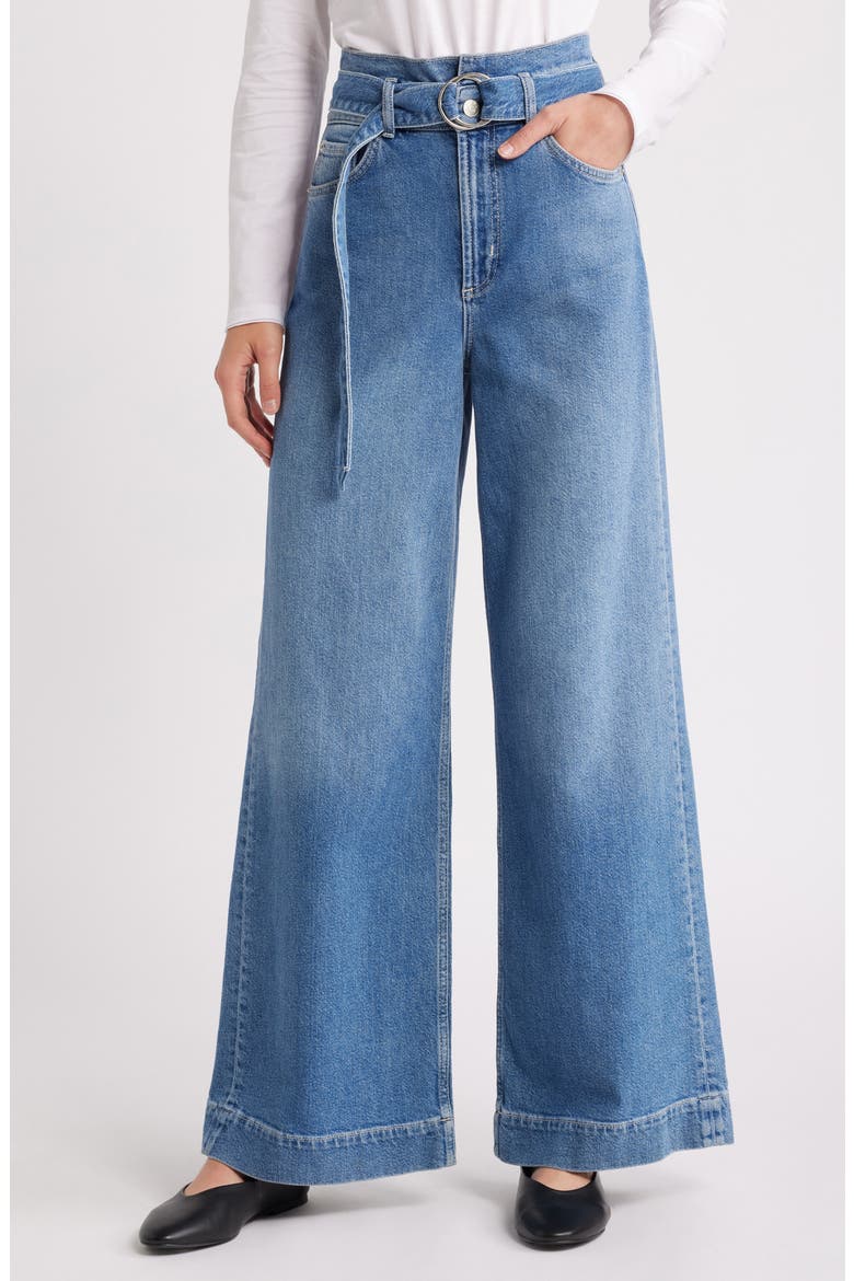 Descanso Belted Nonstretch Wide Leg Jeans, Main, color, CADET BLUE