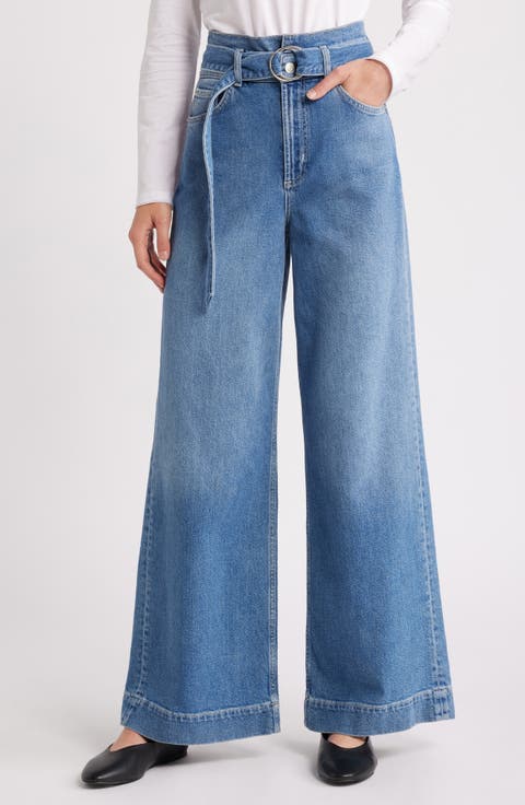 Descanso Belted Nonstretch Wide Leg Jeans (Cadet Blue)