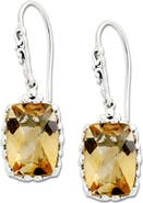 SAMUEL B. Sterling Silver Cushion Citrine Drop Earrings