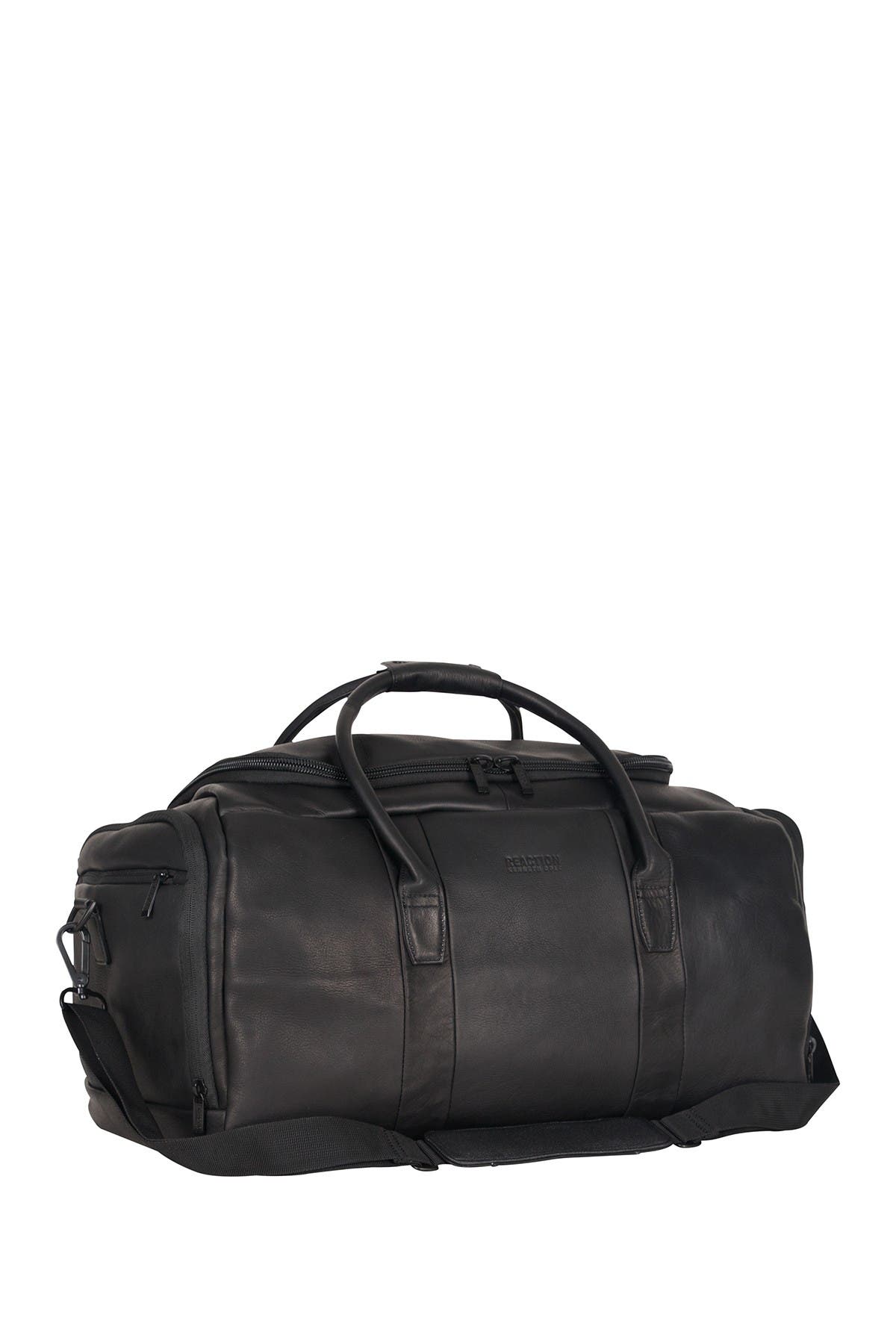 Kenneth Cole Reaction Colombian Leather 20" Carry-On Travel Duffel Bag, Alternate, color, Black
