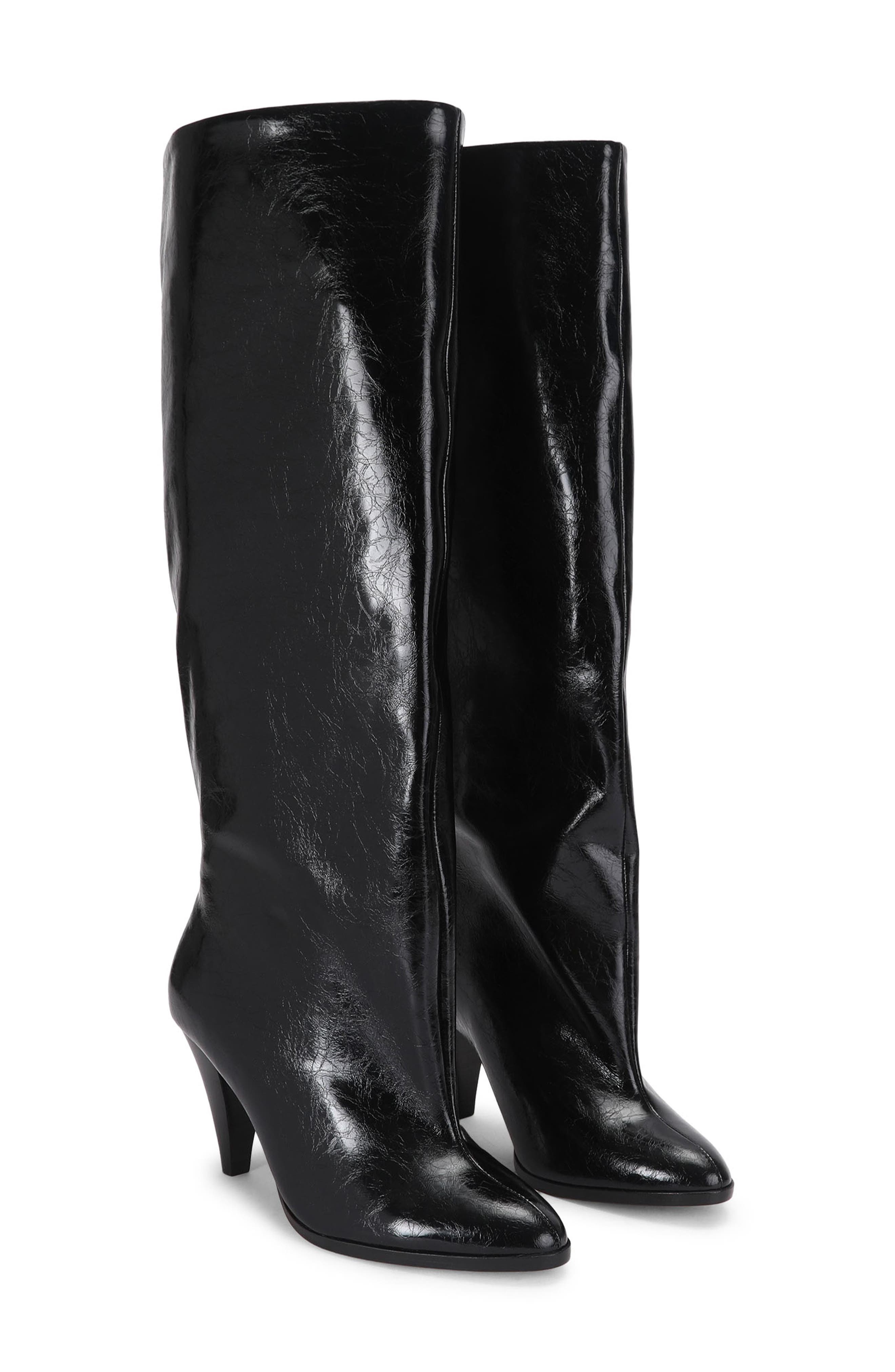 Lambeth Slouchy Knee High Leather Boot, Main, color, BLACK