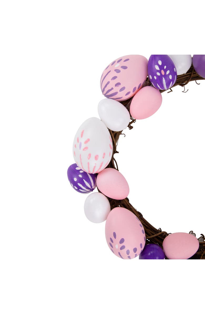 Northlight 10" Pastel Pink Purple and White Mini Easter Egg Spring Wreath, Alternate, color, Pink