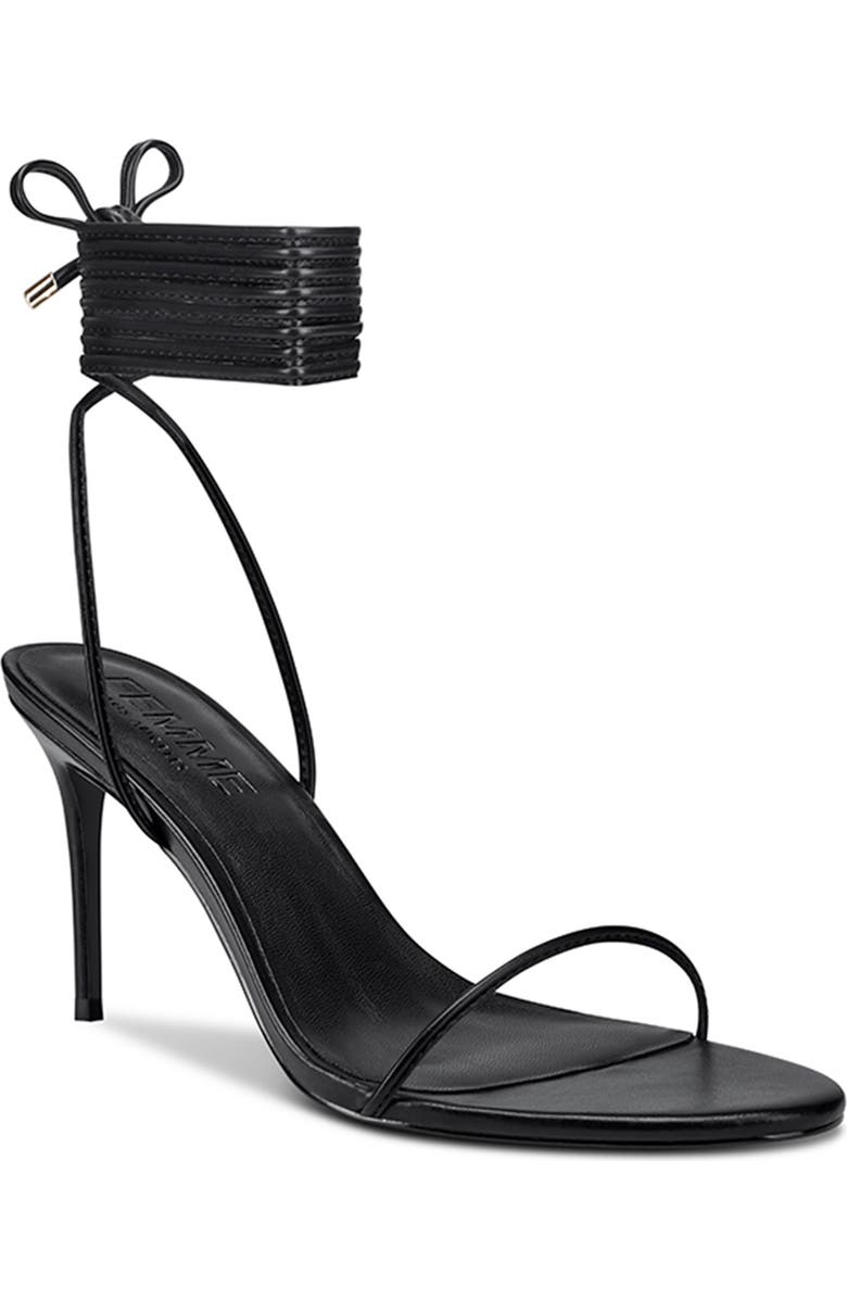 FEMME LA 3.0 Barely There Ankle Wrap Sandal, Main, color, Black