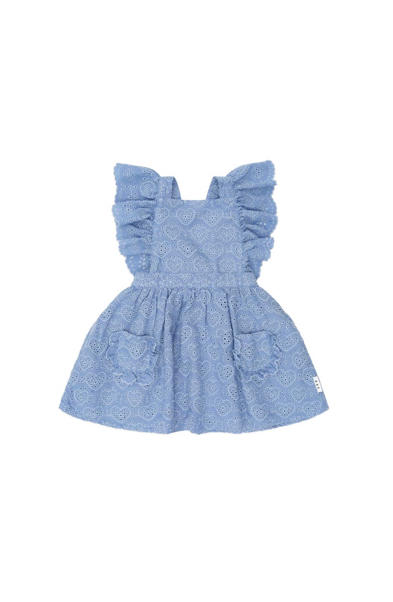 Huxbaby Frill Broderie Pinafore, Main, color, Bijou Blue