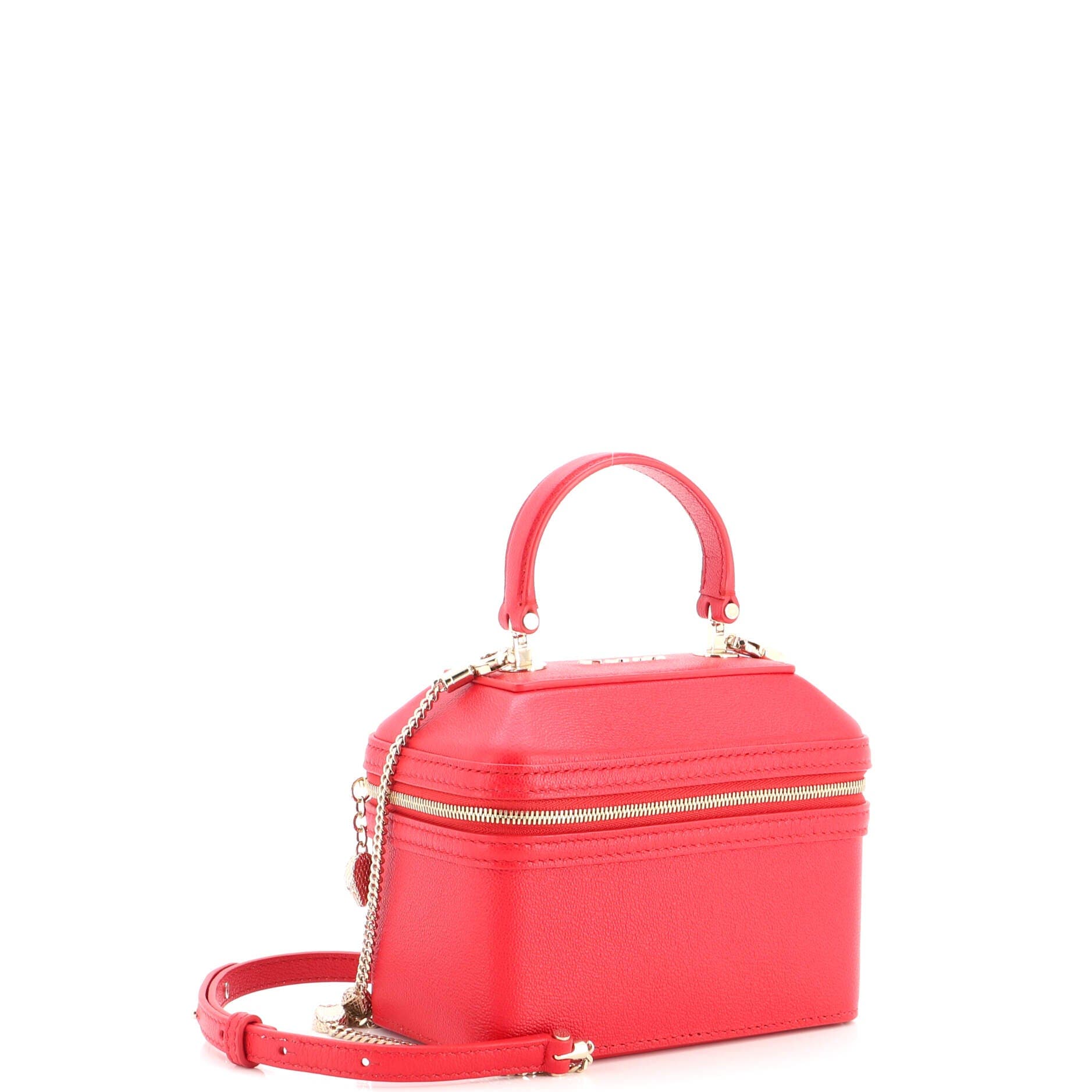 Serpenti Forever Top Handle Convertible Vanity Leather Small, Alternate, color, Red