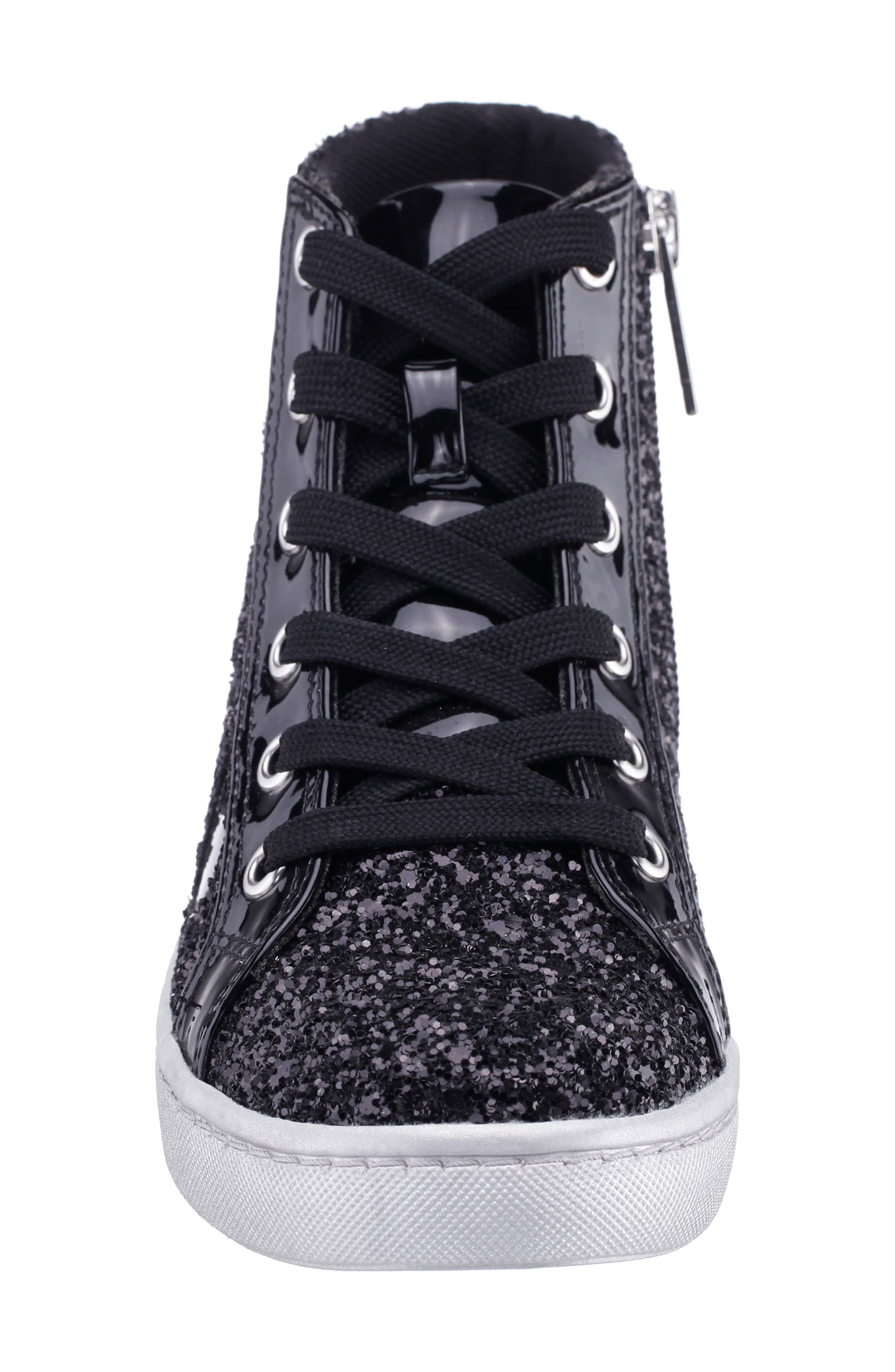 Nina Kids' Cass High Top Sneaker, Alternate, color, Black Glitter