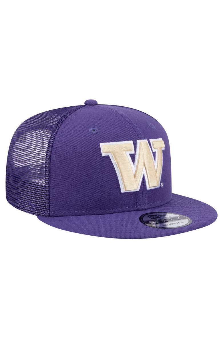 New Era Men's New Era Purple Washington Huskies 9FIFTY Trucker Snapback Hat, Alternate, color, Purple
