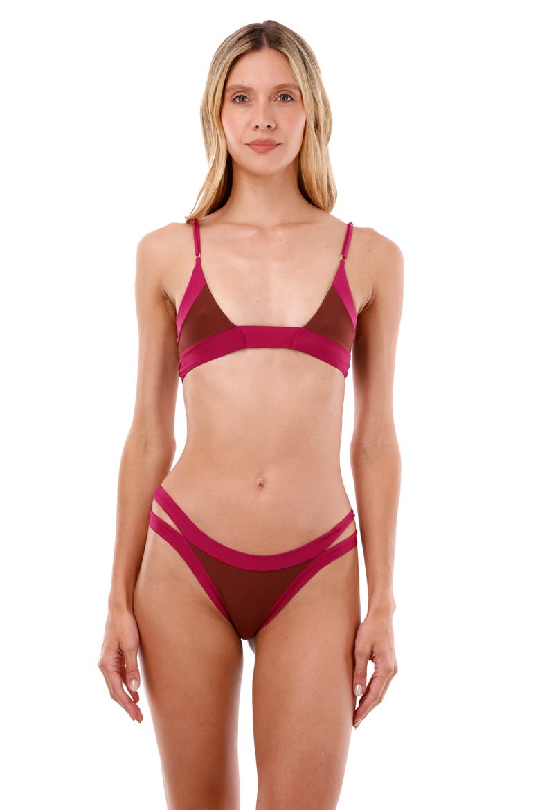 Halo Colorblock Bikini Top, Alternate, color, RASPBERRY COLOR BLEND