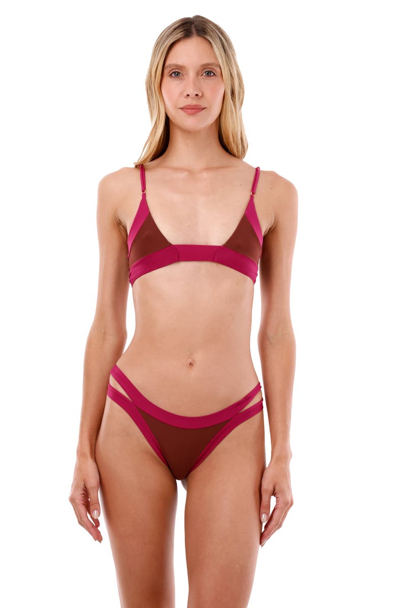 MALAI Halo Colorblock Bikini Top, Alternate, color, Raspberry Color Blend